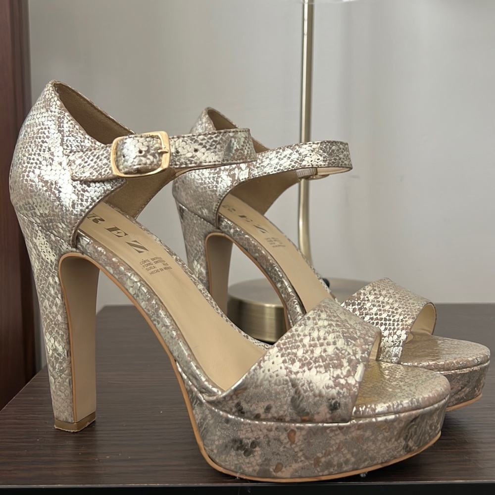Gold Metallic Snake Platform Sandal